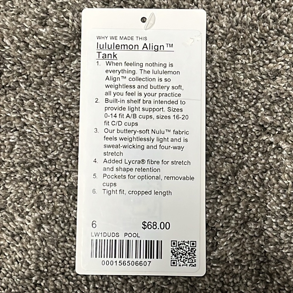 Limited Edition LULULEMON Align Tank Top Light Support  Size 6 Color Pool Party - Picture 10 of 11